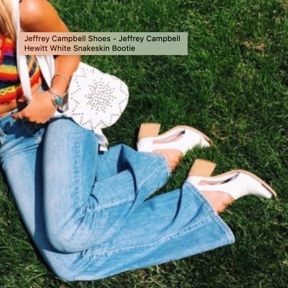 Jeffrey Campbell Hewitt White Snakeskin Bootie